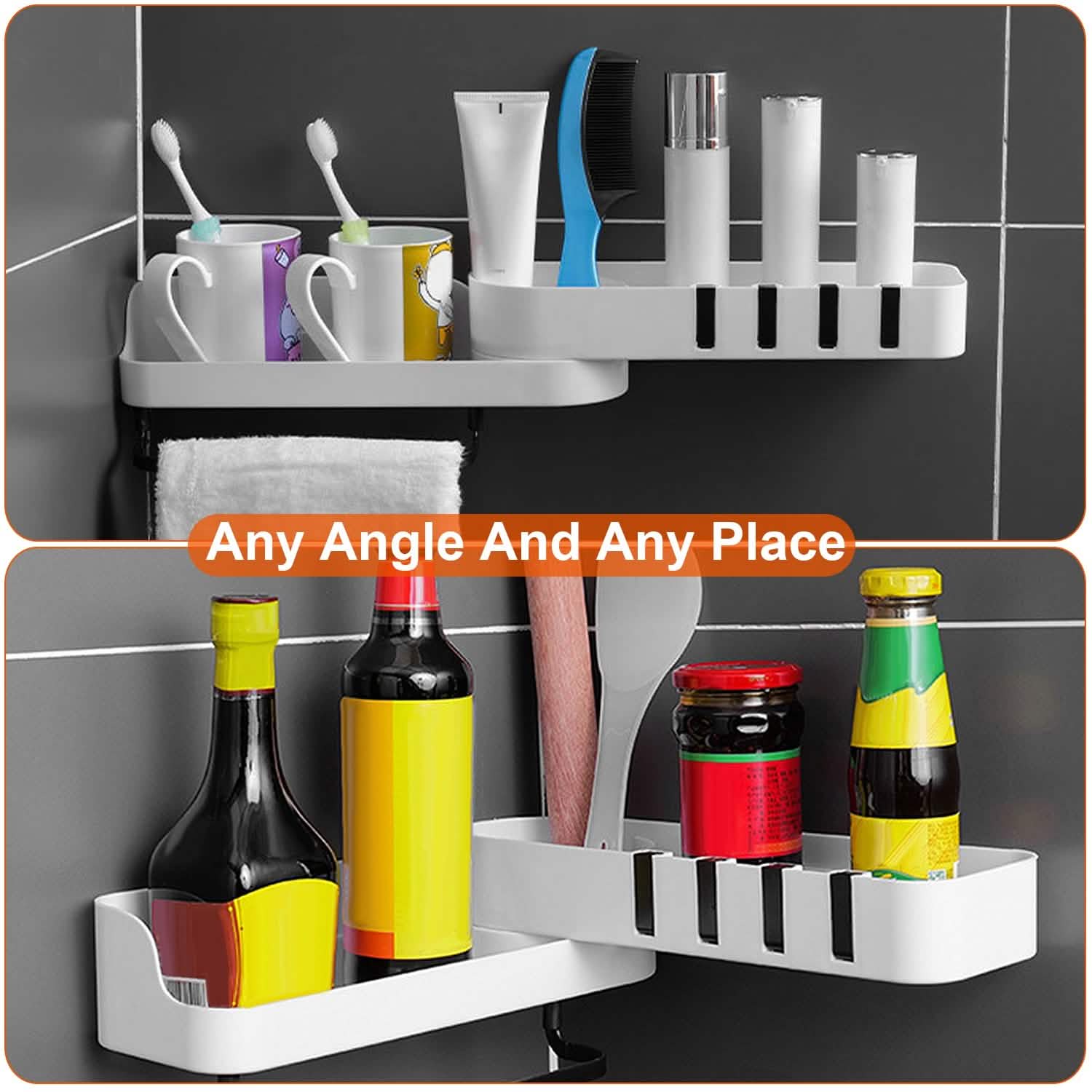 180° Rotatable Bathroom Corner Caddy Shelf DailySale
