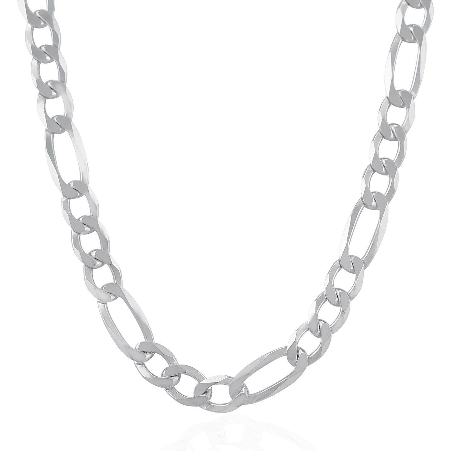 Rhodium Plated 8.8mm Sterling Silver Figaro Style Chain Bids.com
