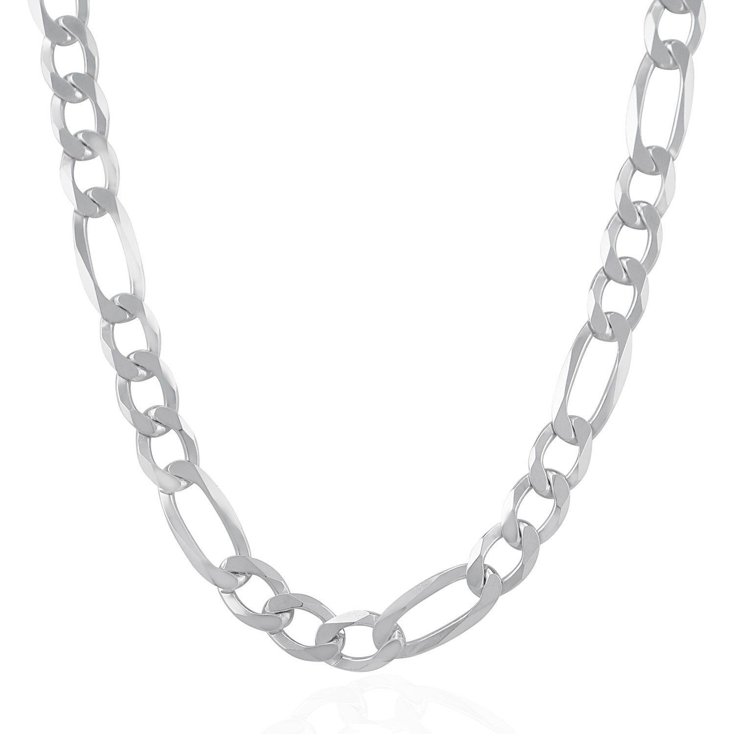 Rhodium Plated 8.8mm Sterling Silver Figaro Style Chain Bids.com
