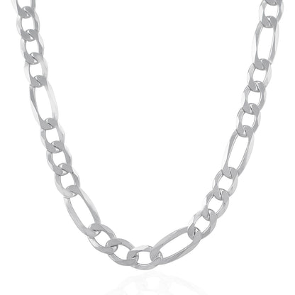 Rhodium Plated 8.8mm Sterling Silver Figaro Style Chain Bids.com