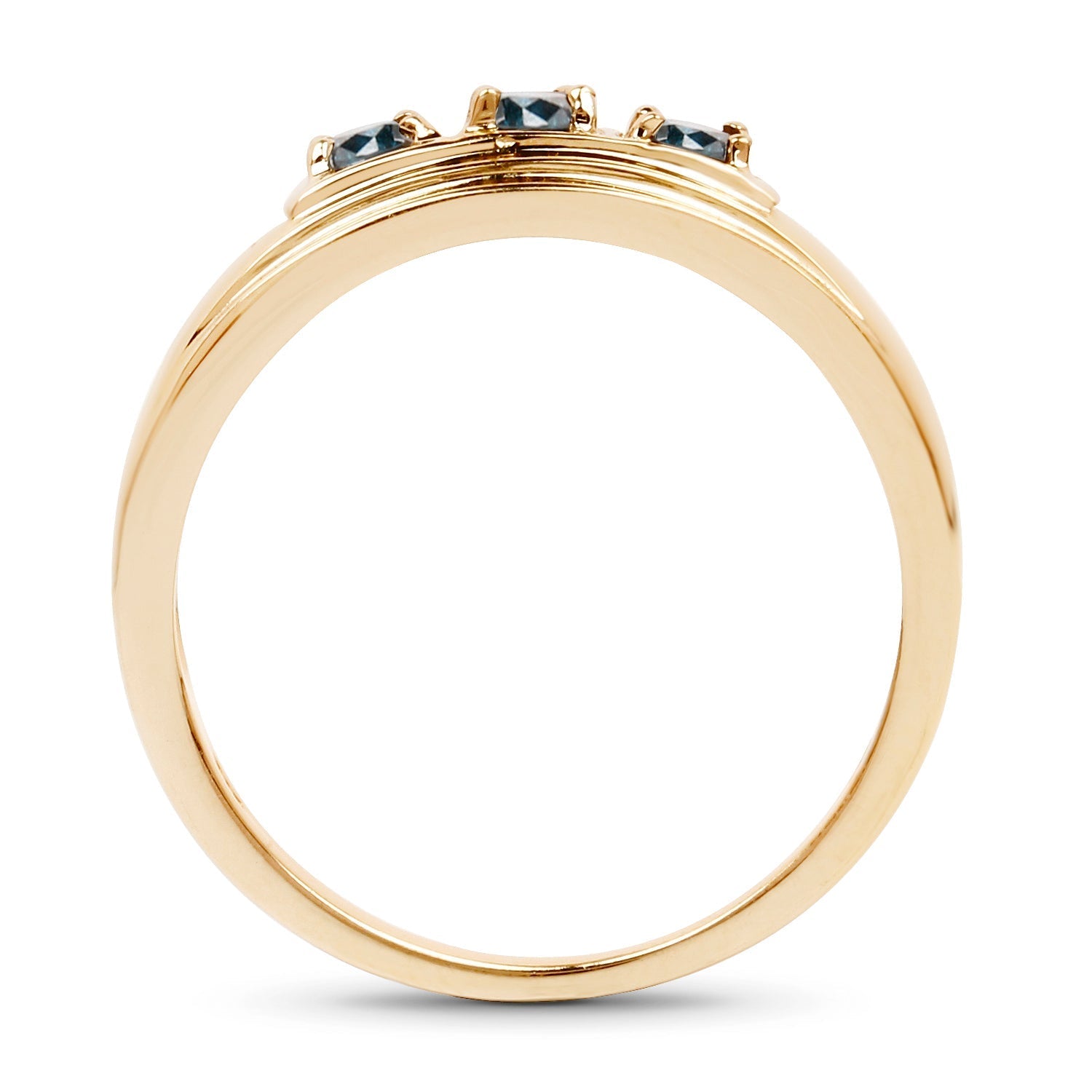 14K Yellow Gold Plated 0.33 Carat Genuine Blue Diamond .925 Sterling Silver Ring Bids.com