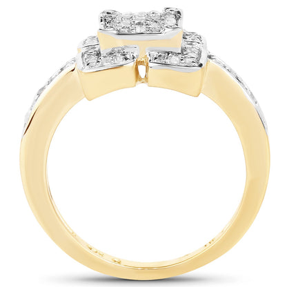 14K Yellow Gold Plated 0.24 Carat Genuine White Diamond .925 Sterling Silver Ring Bids.com