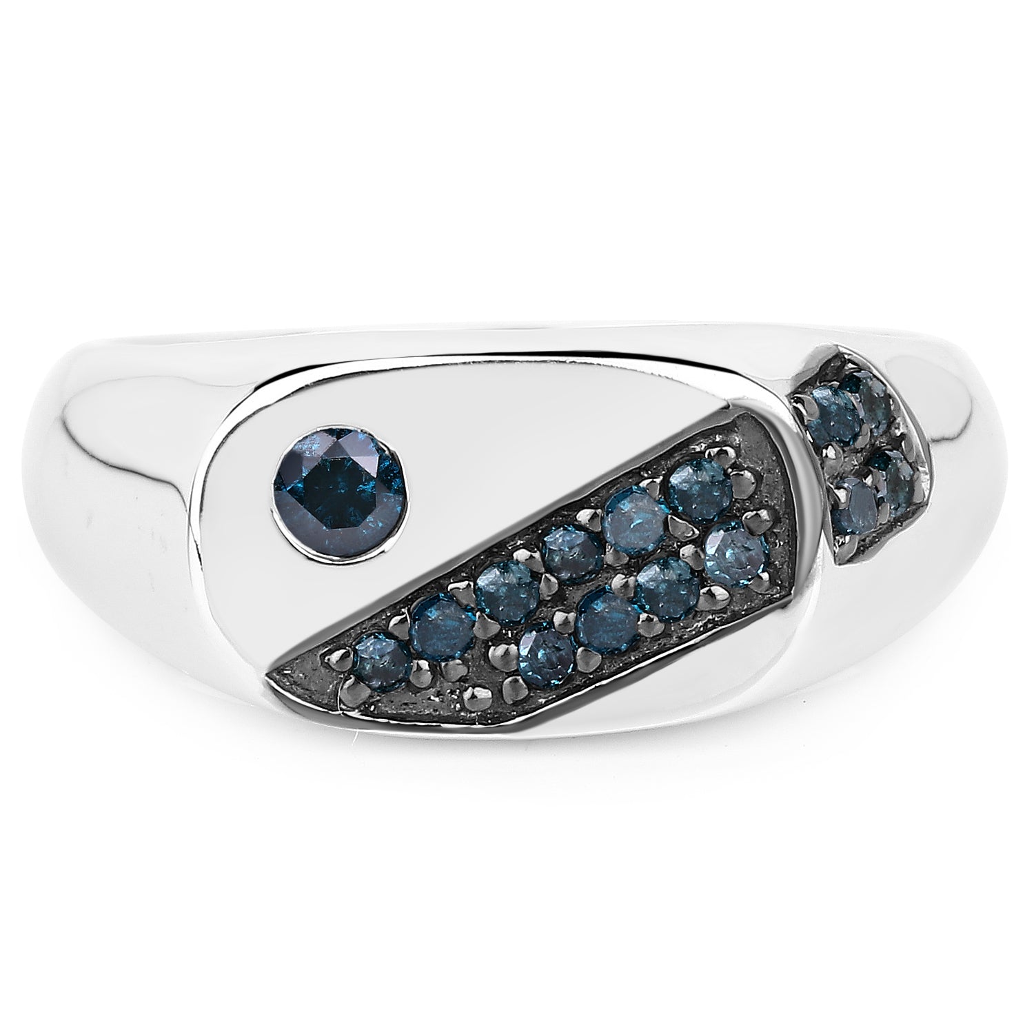 0.31 Carat Genuine Blue Diamond .925 Sterling Silver Ring Bids.com