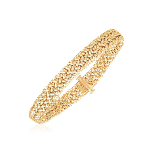 14k Yellow Gold High Polish Thick Braided Bracelet (8.8mm) Bids.com