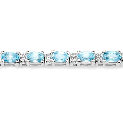 8.84 Carat Genuine Blue Zircon and Topaz White .925 Sterling Silver Bracelet Bids.com