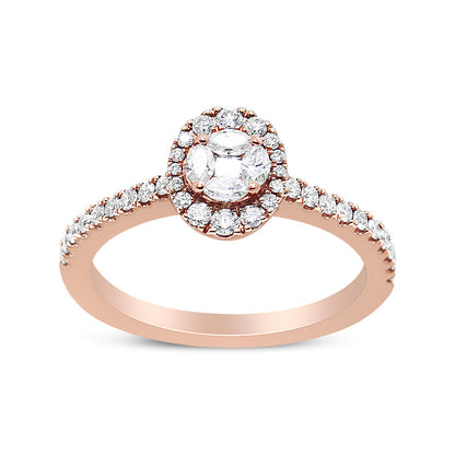 18K Rose Gold 1/2 Cttw Composite Marquise Composite Diamond Oval Shaped Halo Engagement Ring (F-G Color, VS1-VS2 Clarity) - Ring Size 7 Bids.com