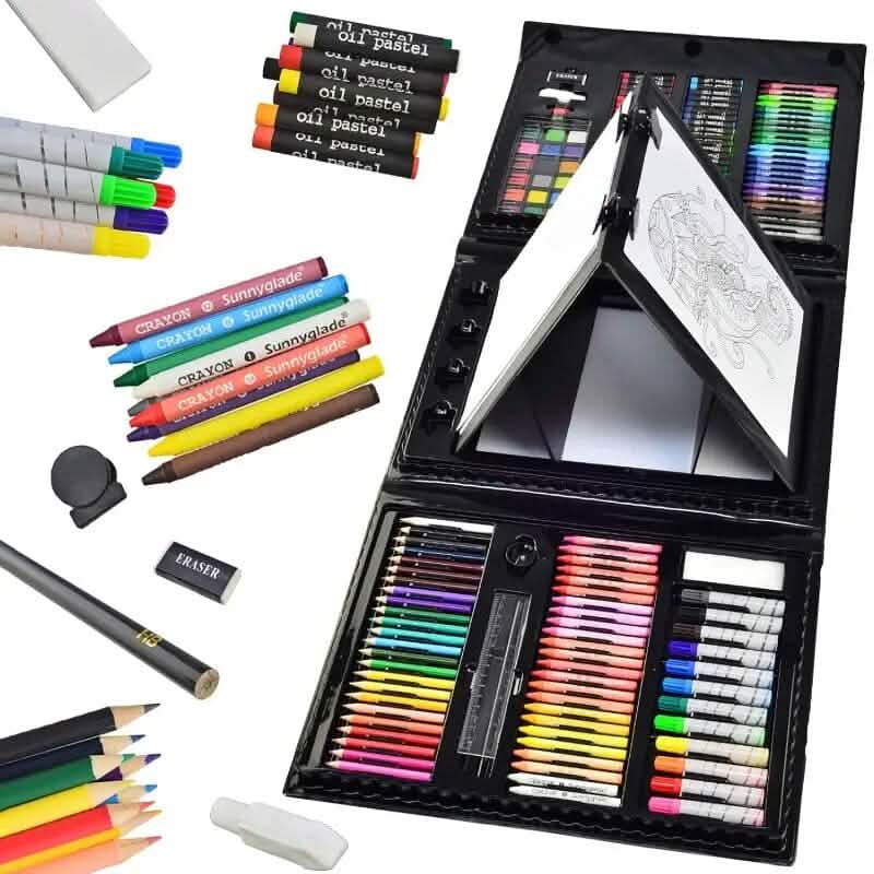 185-Piece: Double-Sided Trifold Easel Art Kit DailySale