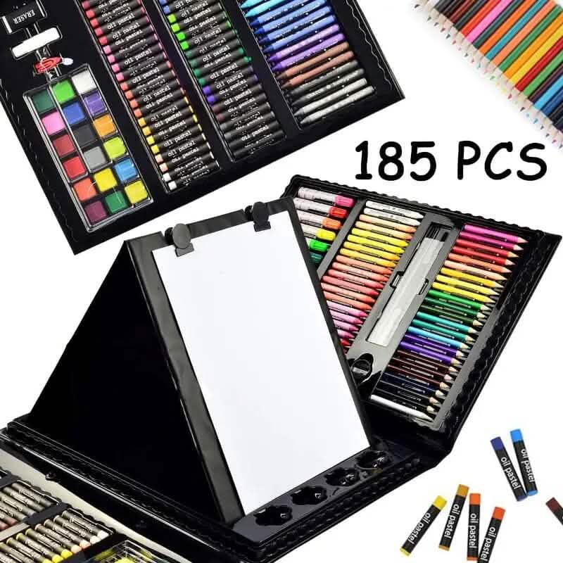 185-Piece: Double-Sided Trifold Easel Art Kit DailySale