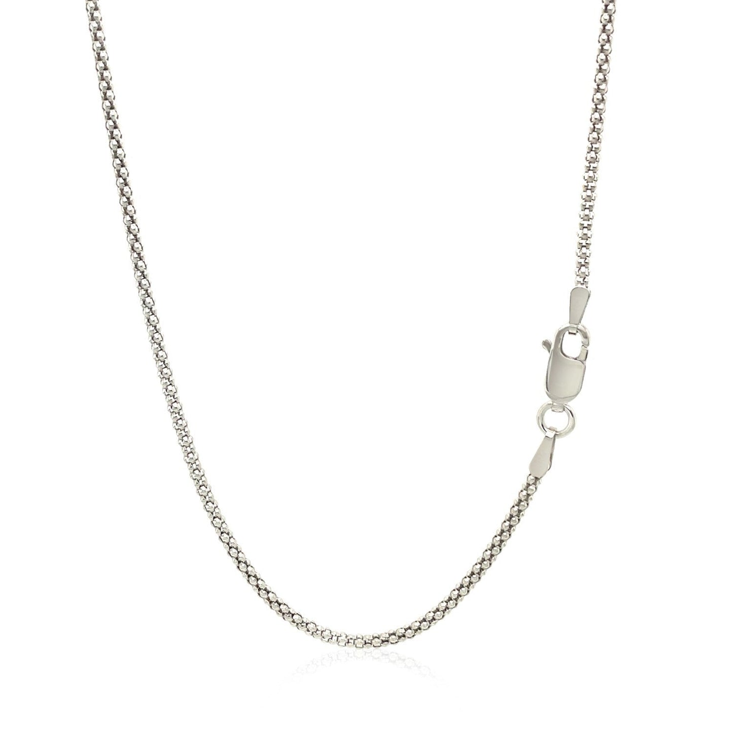 Rhodium Plated 1.8mm Sterling Silver Popcorn Style Chain Bids.com
