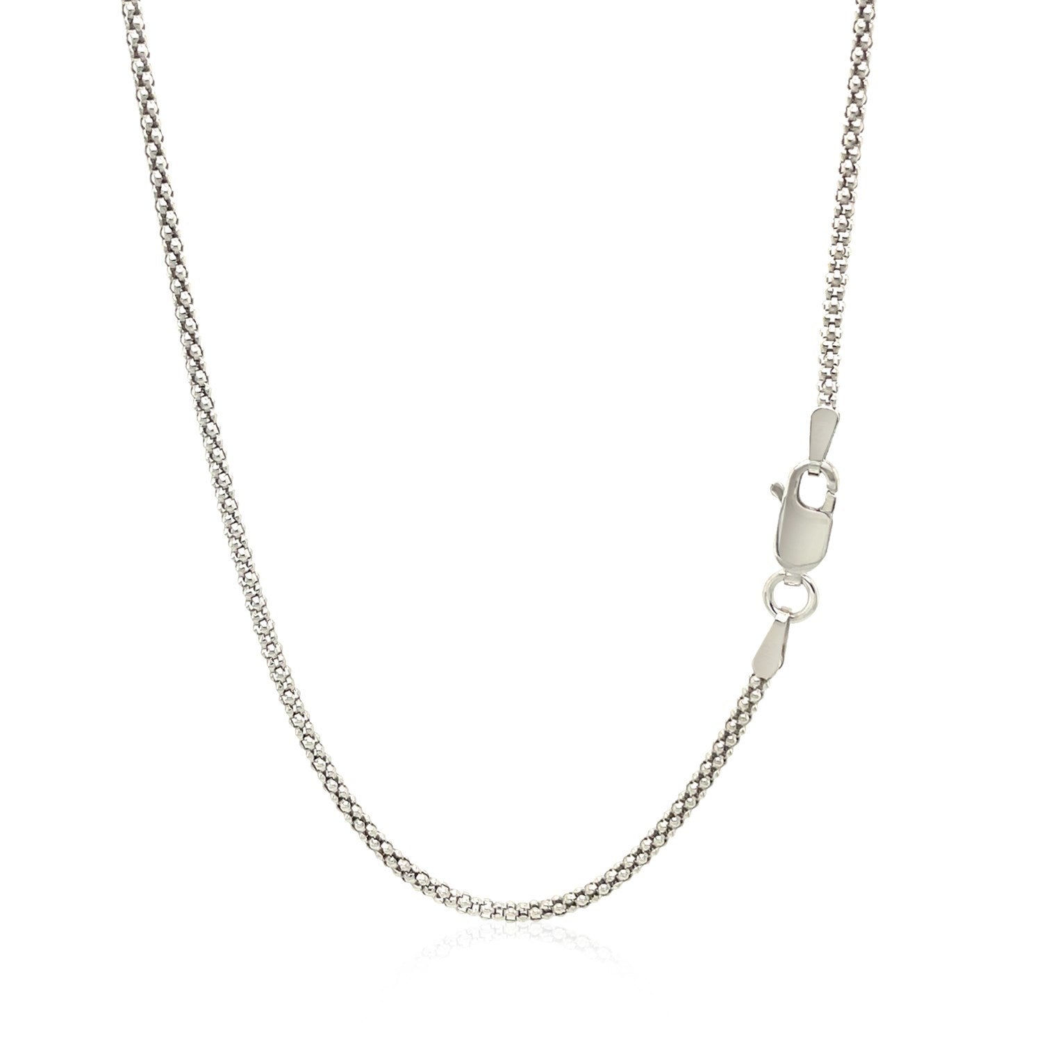 Rhodium Plated 1.8mm Sterling Silver Popcorn Style Chain Bids.com