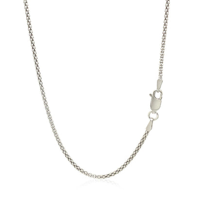 Rhodium Plated 1.8mm Sterling Silver Popcorn Style Chain Bids.com