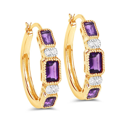 2.18 Carat Genuine Amethyst and White Topaz .925 Sterling Silver Earrings Bids.com