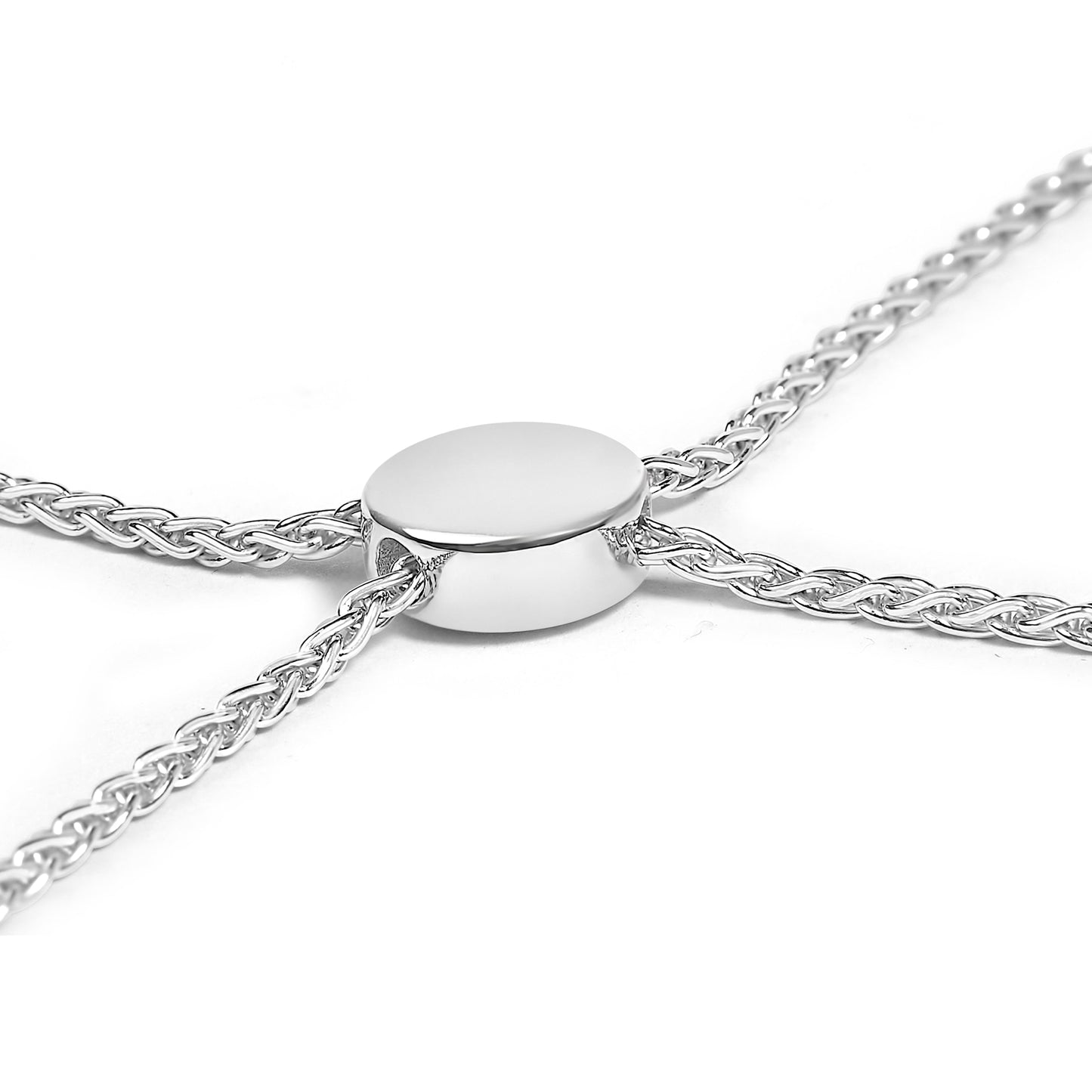 .925 Sterling Silver Diamond Accent Ribbon and Circle Bolo Adjustable Bracelet Bids.com