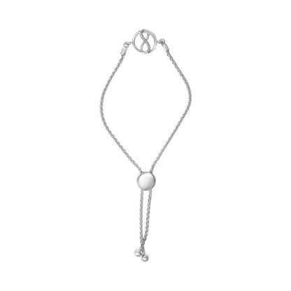 .925 Sterling Silver Diamond Accent Ribbon and Circle Bolo Adjustable Bracelet Bids.com