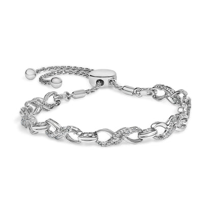 .925 Sterling Silver 1/2 Cttw Diamond Infinity Link Bolo Bracelet Bids.com