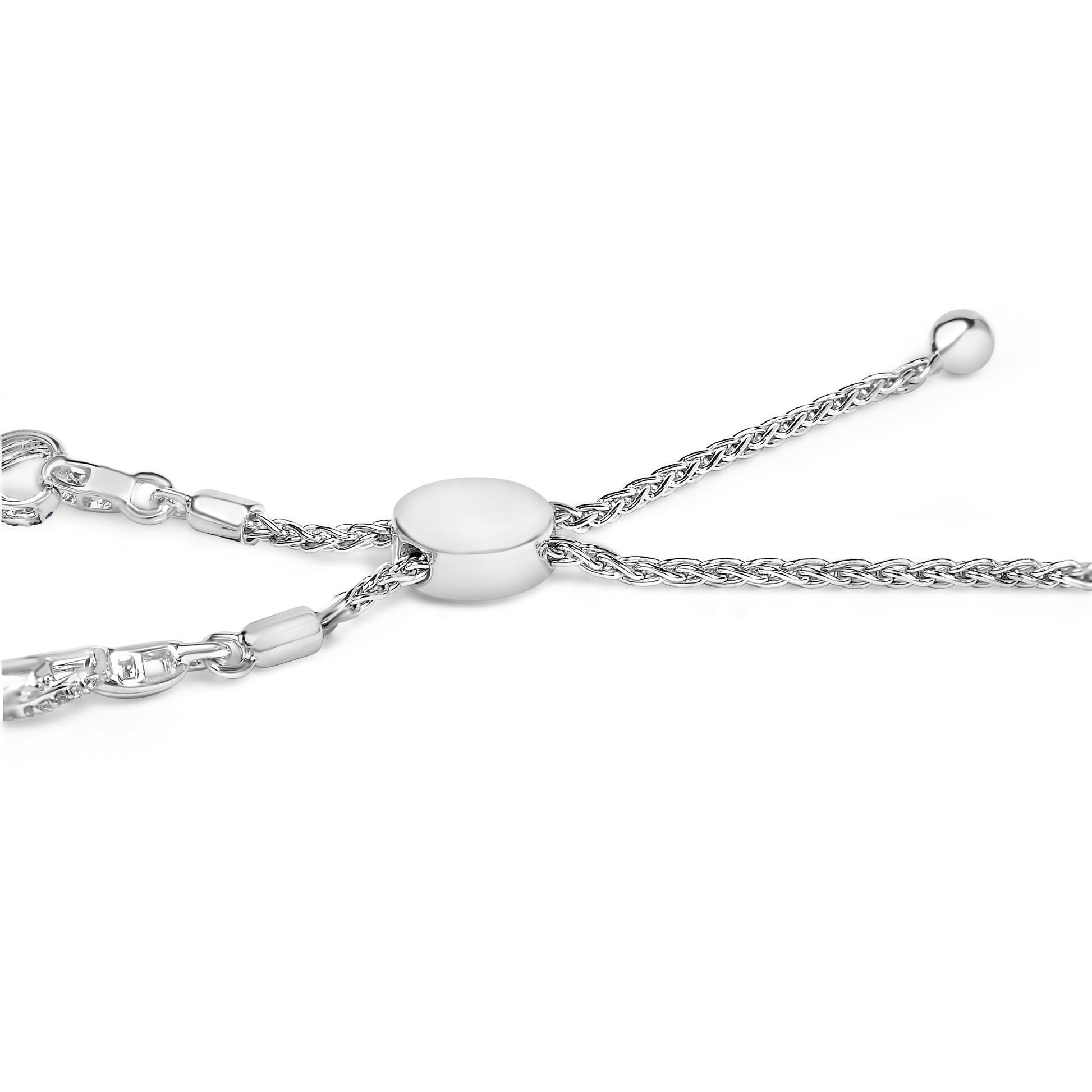 .925 Sterling Silver 1/2 Cttw Diamond Infinity Link Bolo Bracelet Bids.com