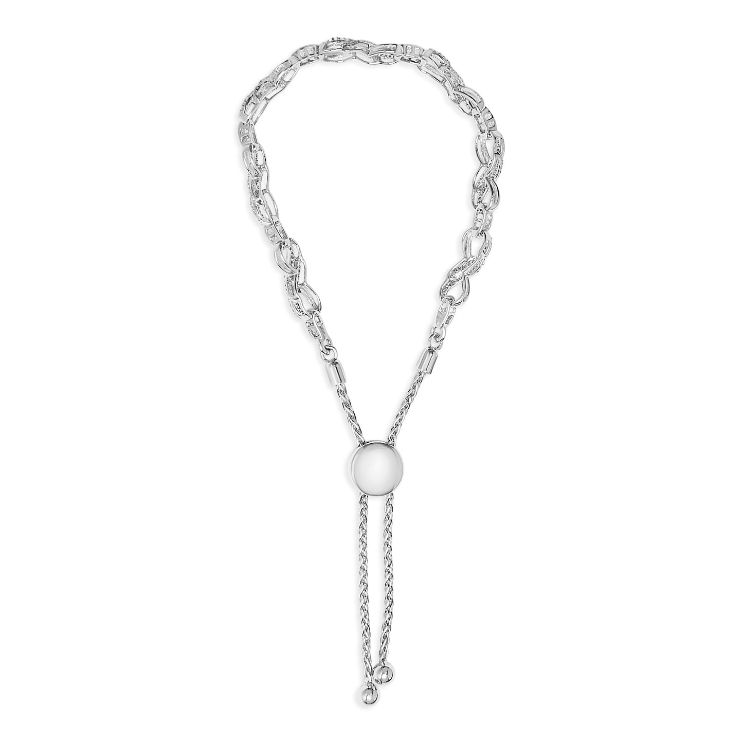 .925 Sterling Silver 1/2 Cttw Diamond Infinity Link Bolo Bracelet Bids.com