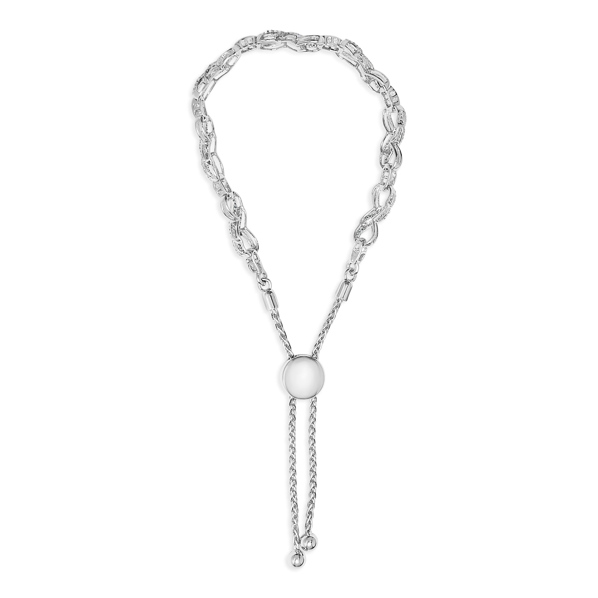 .925 Sterling Silver 1/2 Cttw Diamond Infinity Link Bolo Bracelet Bids.com