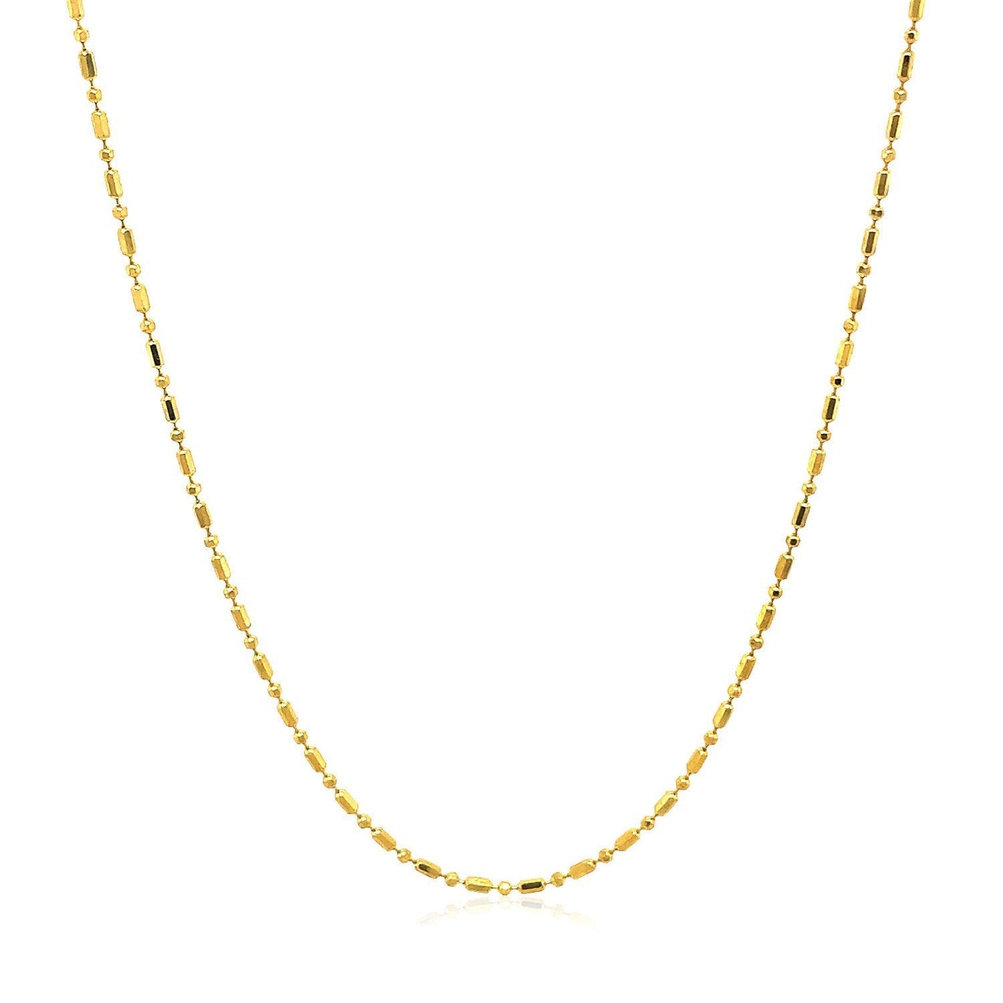 14k Yellow Gold Diamond-Cut Bead Chain 1.0mm Bids.com