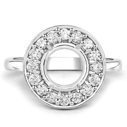 0.48 Carat Genuine White Diamond 14K White Gold Semi Mount Ring - holds 8.00mm Round Gemstone Bids.com