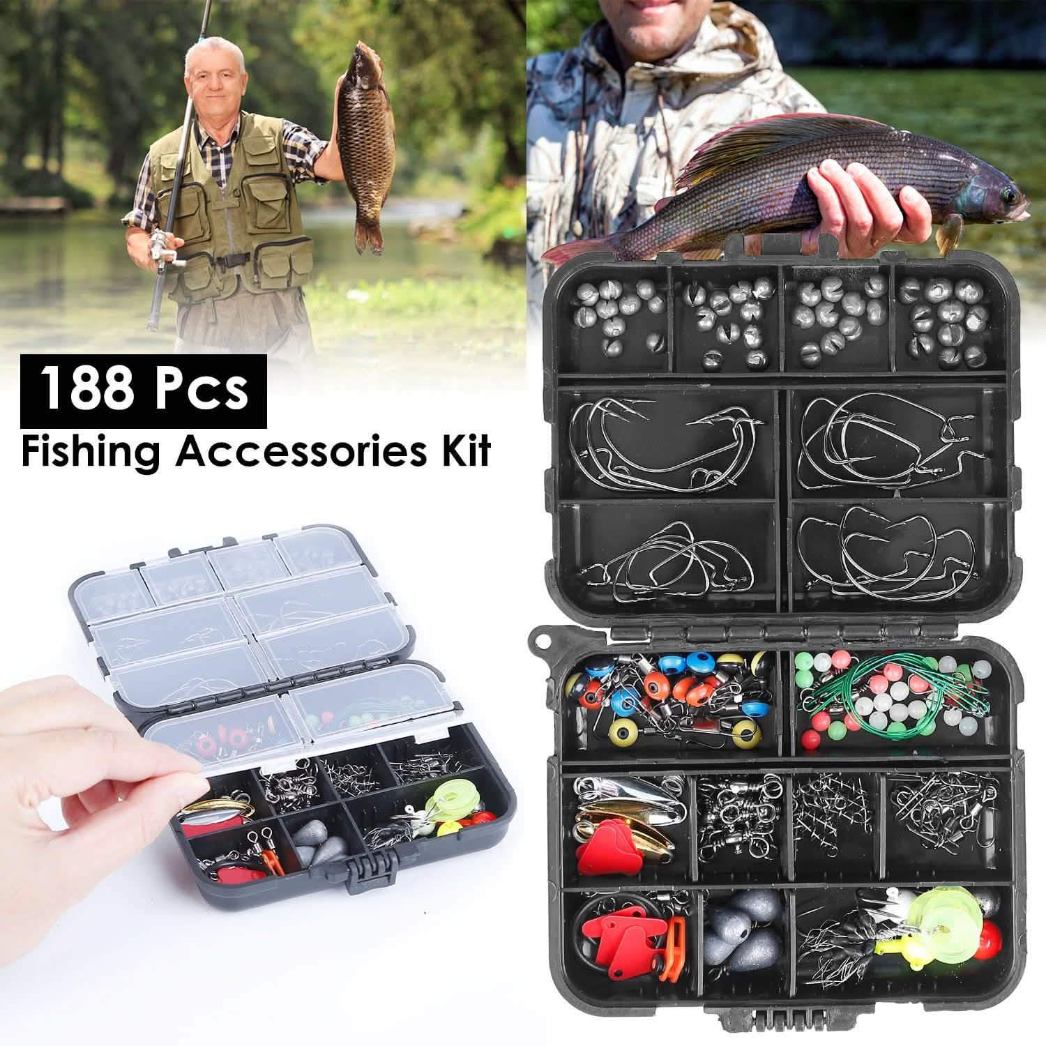188-Pieces: Portable Fishing Accessory Kit with Tackle Box DailySale