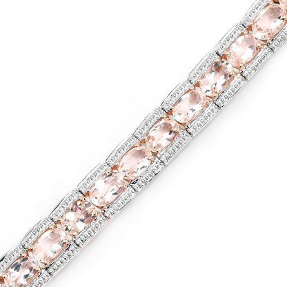 18K Rose Gold Plated 11.60 Carat Genuine Morganite .925 Sterling Silver Bracelet Bids.com