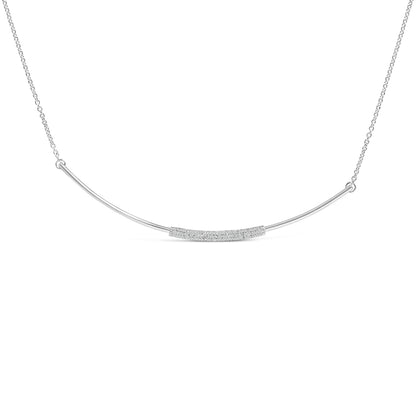 .925 Sterling Silver 1/5 Cttw Diamond Curved Bar Diamond Necklace Bids.com