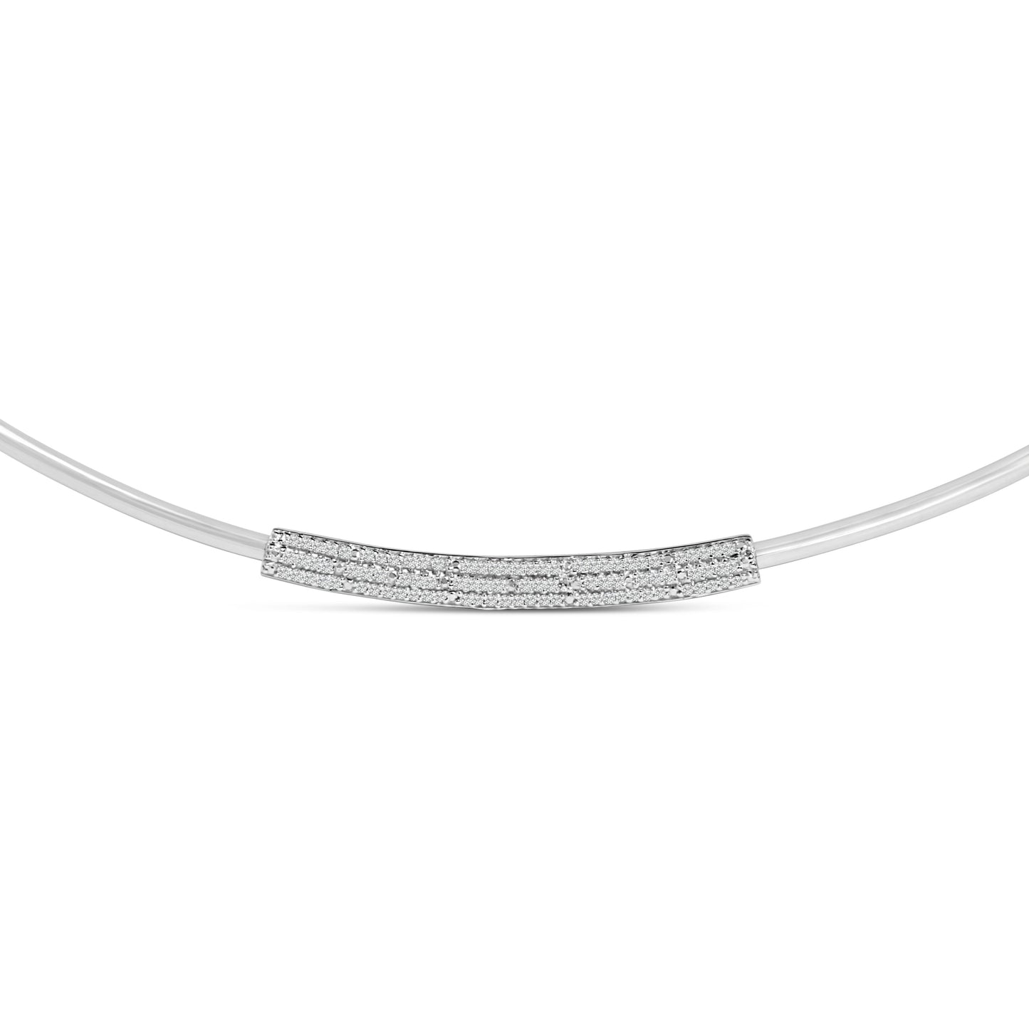 .925 Sterling Silver 1/5 Cttw Diamond Curved Bar Diamond Necklace Bids.com