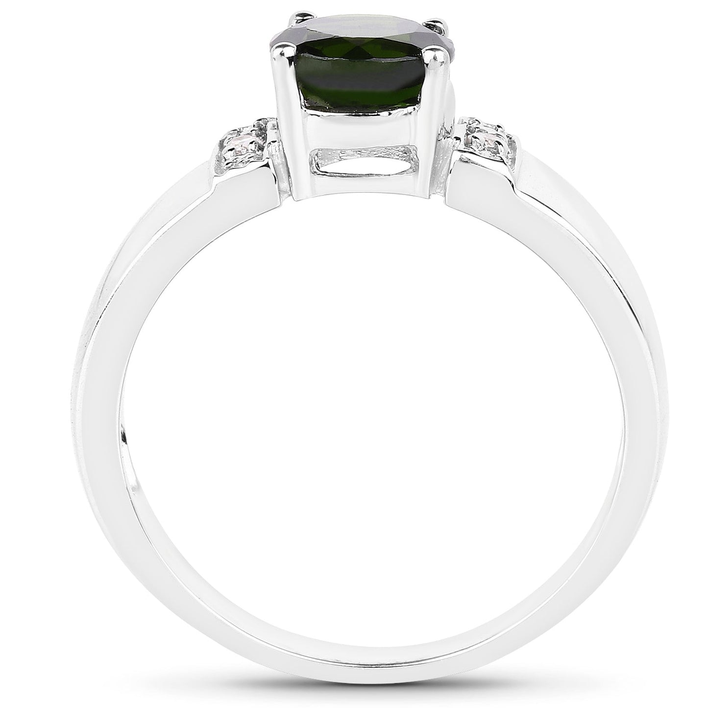 1.29 Carat Genuine Chrome Diopside and White Topaz .925 Sterling Silver Ring Bids.com