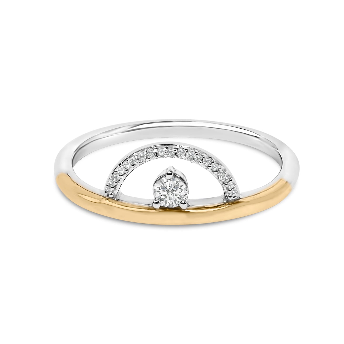 14K Yellow Gold Plated Sterling Silver 1/10 Cttw Diamond Arc Ring Bids.com