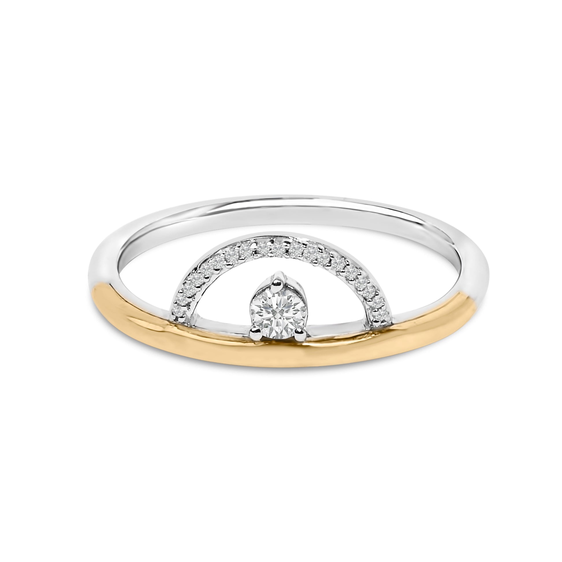 14K Yellow Gold Plated Sterling Silver 1/10 Cttw Diamond Arc Ring Bids.com