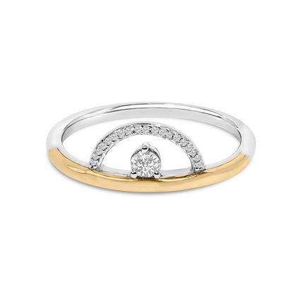 14K Yellow Gold Plated Sterling Silver 1/10 Cttw Diamond Arc Ring Bids.com