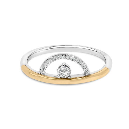 14K Yellow Gold Plated Sterling Silver 1/10 Cttw Diamond Arc Ring Bids.com
