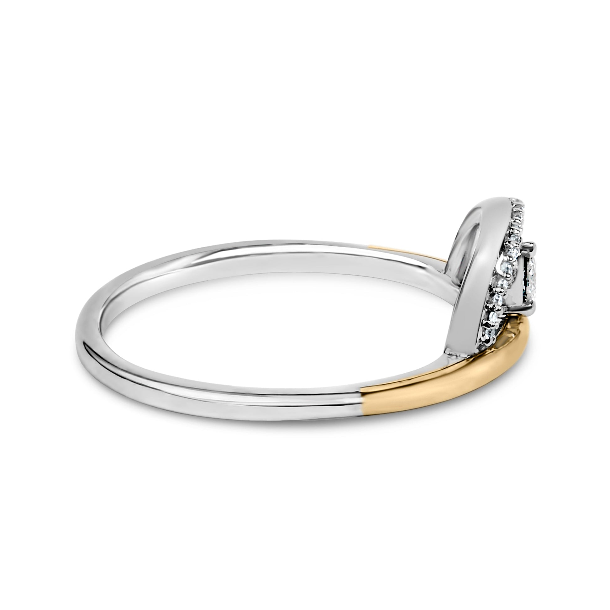 14K Yellow Gold Plated Sterling Silver 1/10 Cttw Diamond Arc Ring Bids.com