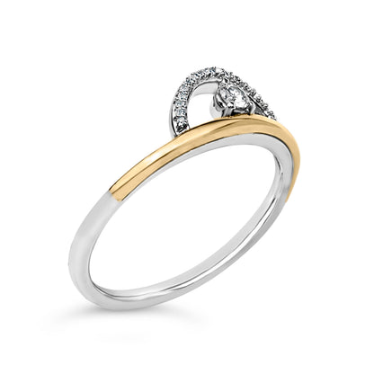 14K Yellow Gold Plated Sterling Silver 1/10 Cttw Diamond Arc Ring Bids.com
