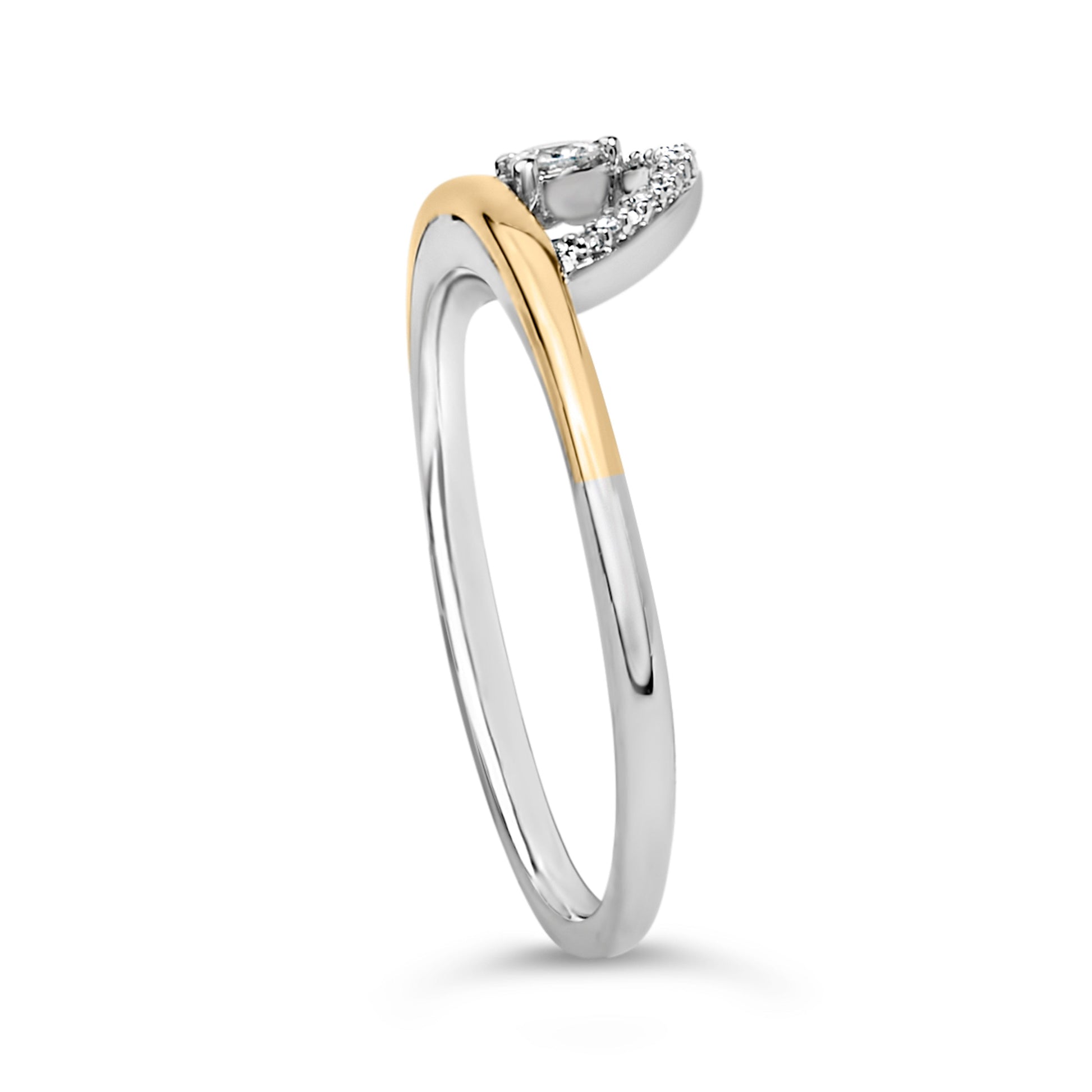 14K Yellow Gold Plated Sterling Silver 1/10 Cttw Diamond Arc Ring Bids.com