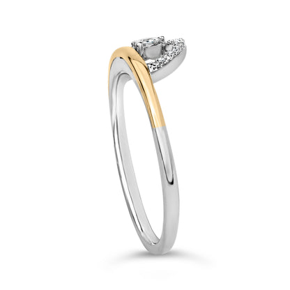 14K Yellow Gold Plated Sterling Silver 1/10 Cttw Diamond Arc Ring Bids.com