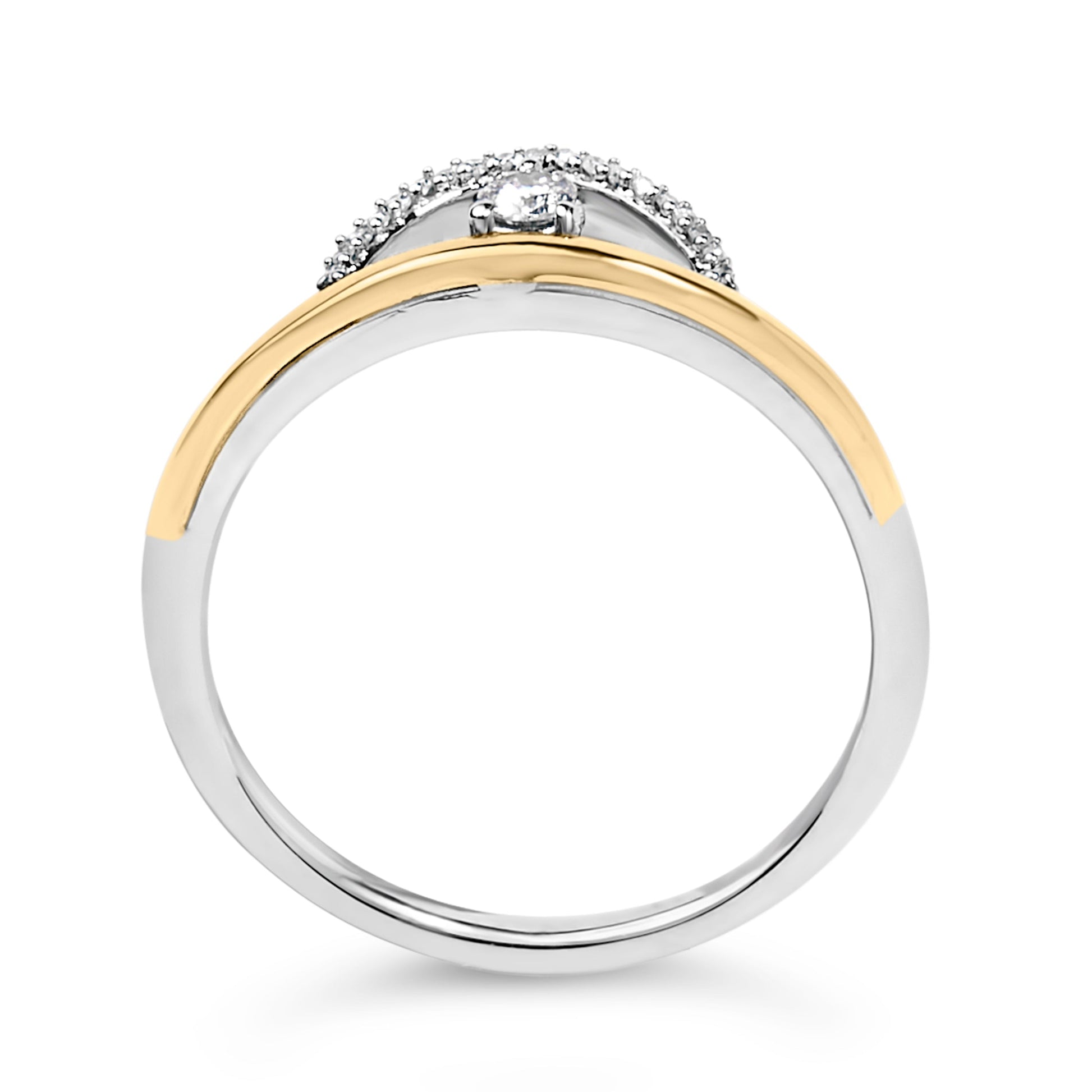 14K Yellow Gold Plated Sterling Silver 1/10 Cttw Diamond Arc Ring Bids.com