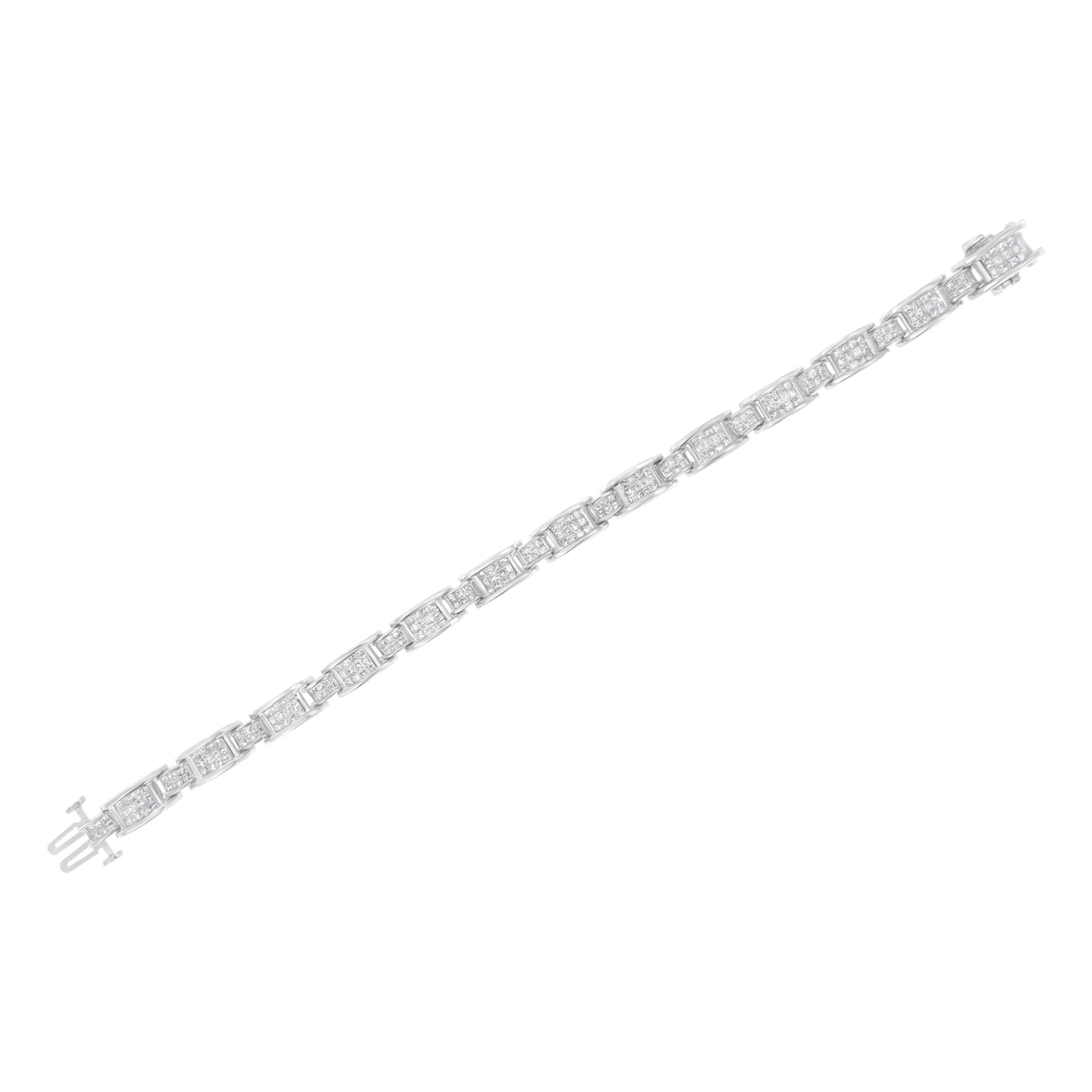 14K White Gold 5.0 Cttw Princess Cut Diamond Invisible Set Alternating Size D Shaped Links Tennis Bracelet (H-I Color, SI2-I1 Clarity) - 7â€ Bids.com