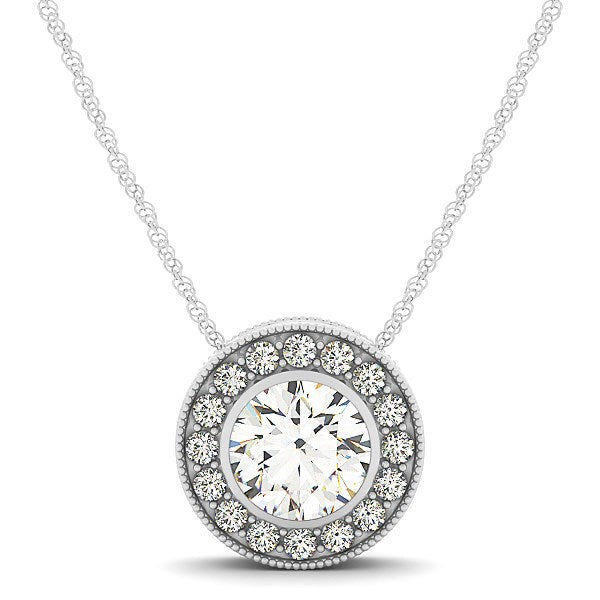 Diamond Halo with Center Bezel in 14k White Gold (5/8 cttw) Bids.com