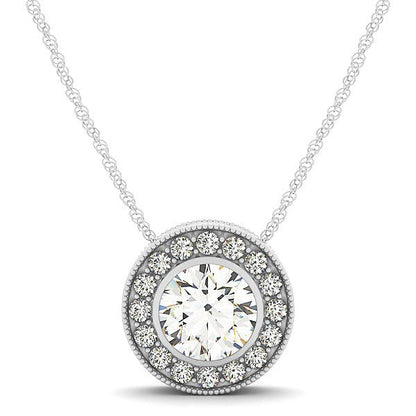 Diamond Halo with Center Bezel in 14k White Gold (5/8 cttw) Bids.com