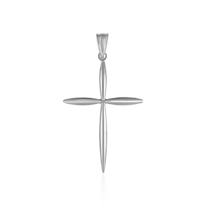 14k White Gold Rounded and Pointed Cross Pendant Bids.com