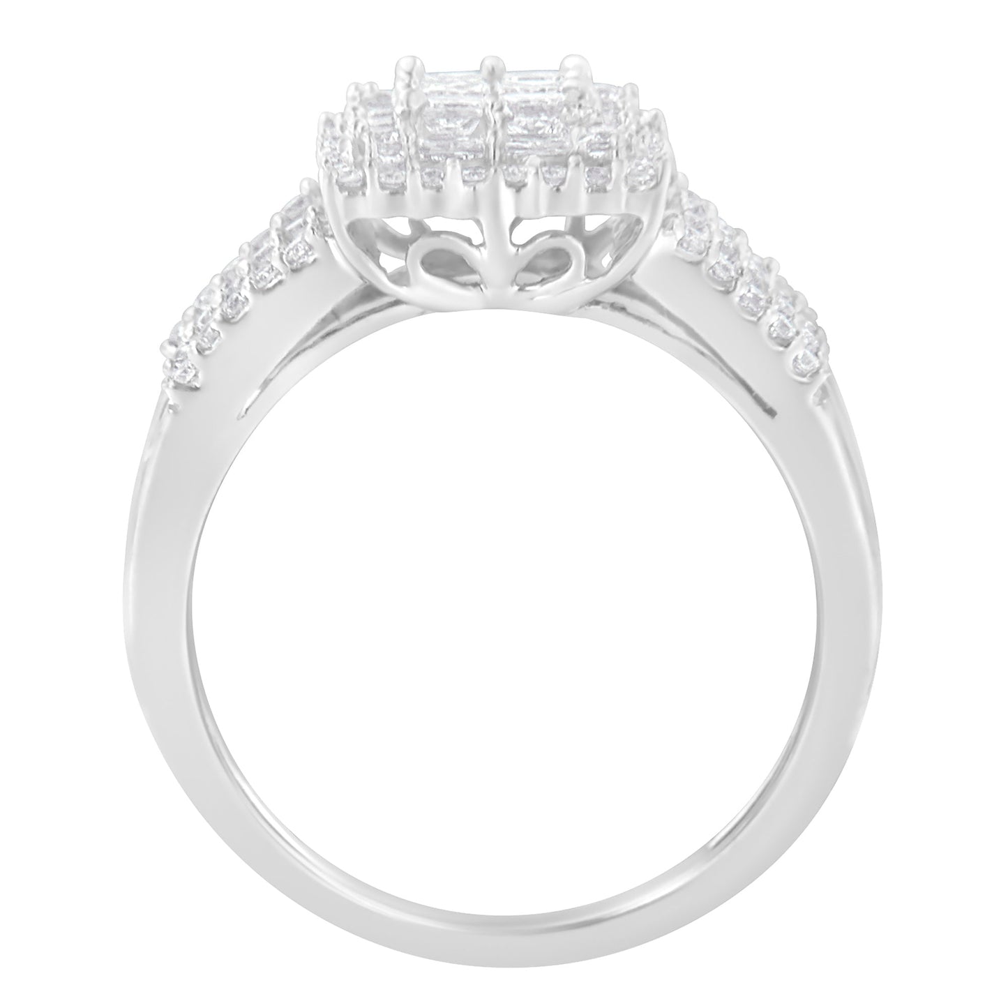 10K White Gold Diamond Cluster Ring (1 cttw, H-I Color, I1-I2 Clarity) Bids.com