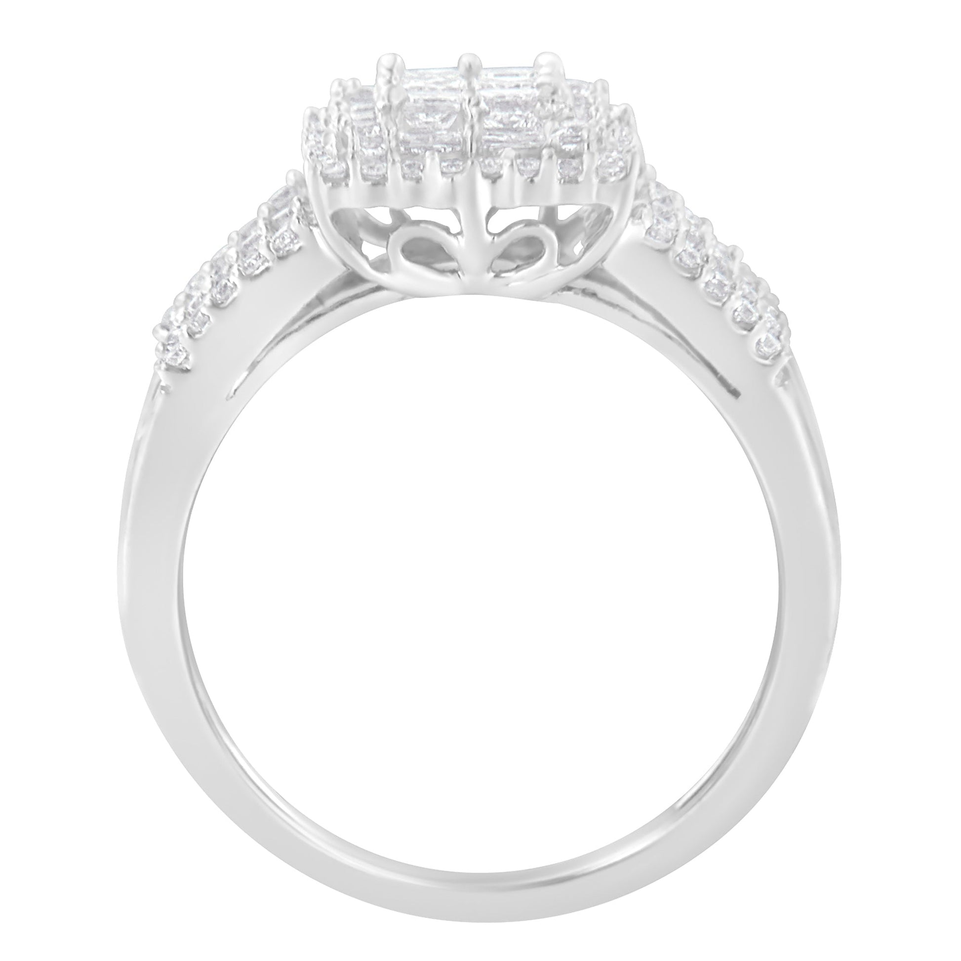 10K White Gold Diamond Cluster Ring (1 cttw, H-I Color, I1-I2 Clarity) Bids.com