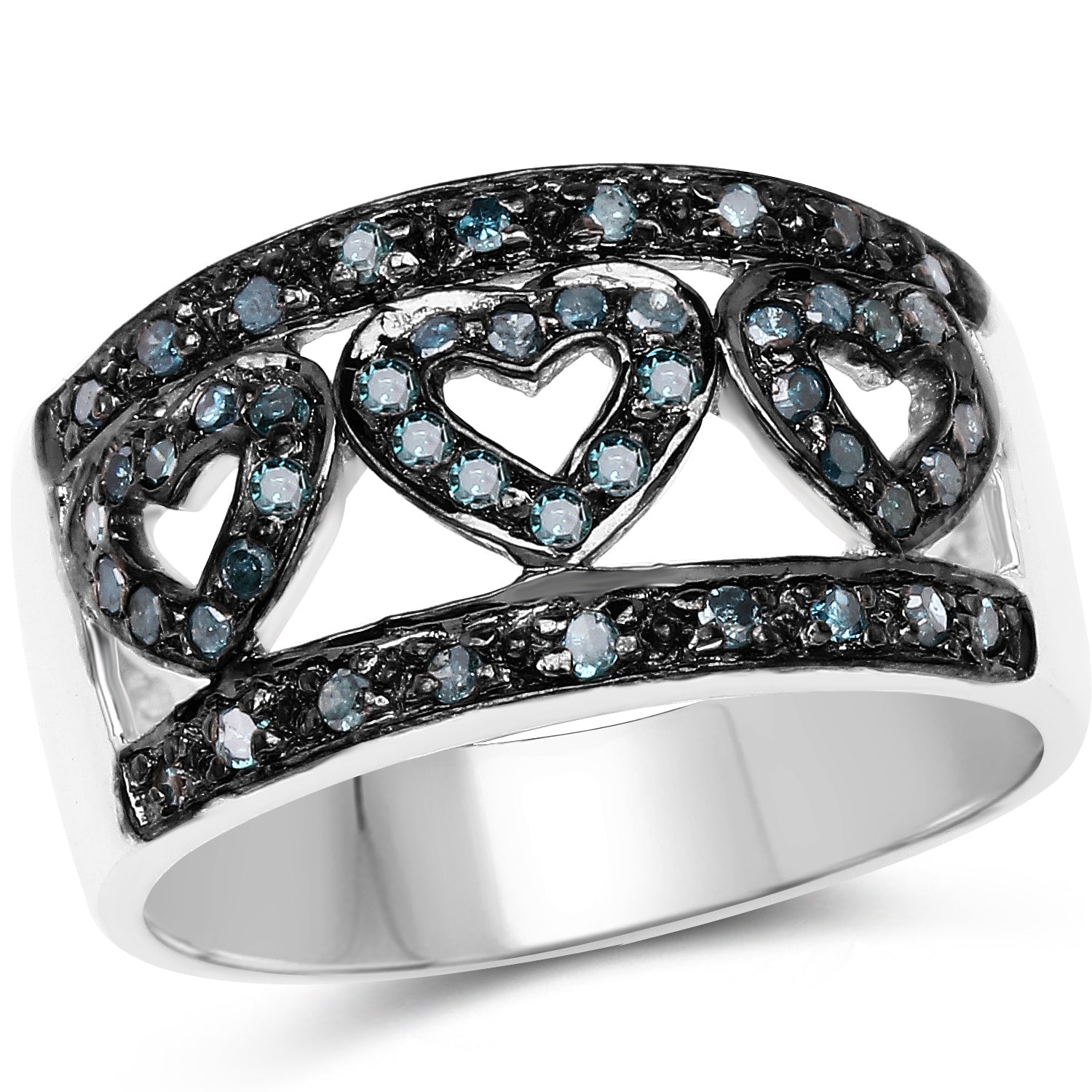 0.32 Carat Genuine Blue Diamond .925 Sterling Silver Ring Bids.com