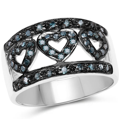 0.32 Carat Genuine Blue Diamond .925 Sterling Silver Ring Bids.com