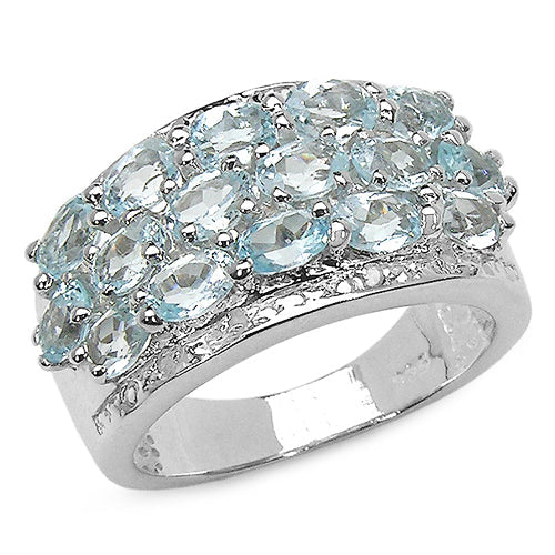 3.24 Carat Genuine Blue Topaz & White Topaz .925 Sterling Silver Ring Bids.com