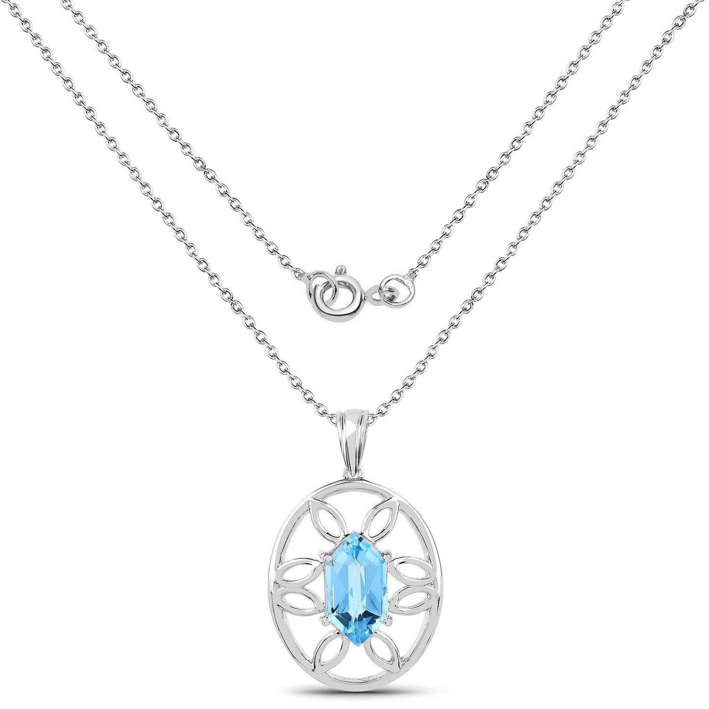 6.17 Carat Genuine Swiss Blue Topaz .925 Sterling Silver Pendant Bids.com