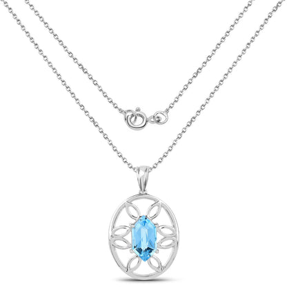 6.17 Carat Genuine Swiss Blue Topaz .925 Sterling Silver Pendant Bids.com