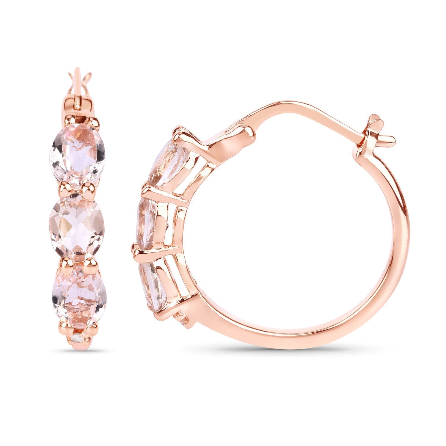 1.63 Carat Genuine Morganite and White Diamond .925 Sterling Silver Earrings Bids.com